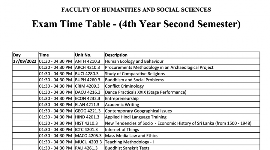 Timetable Poster