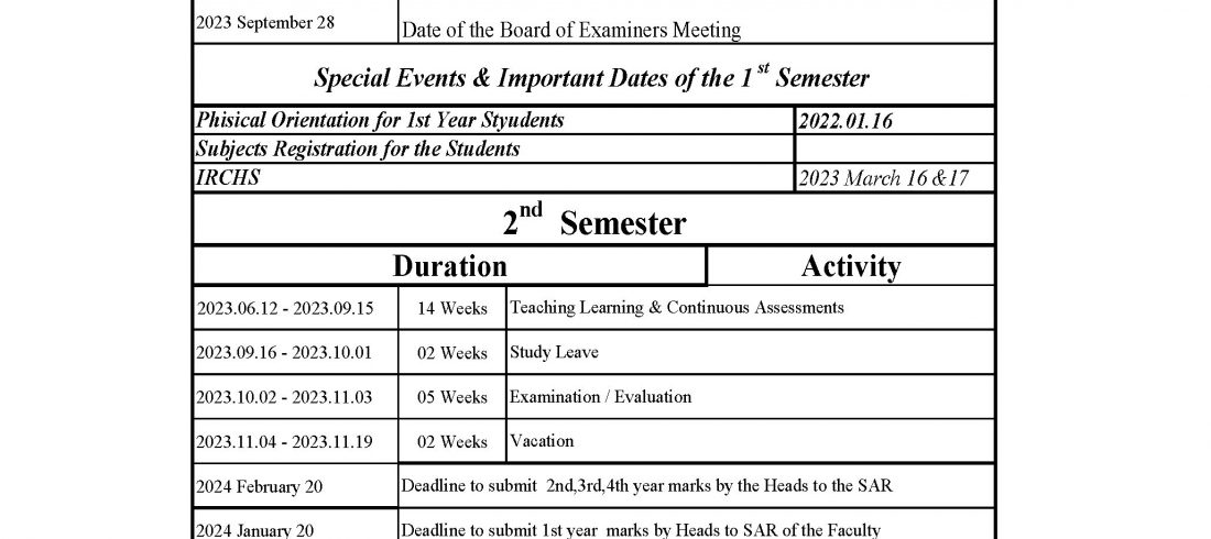 Academic Calendar 2023